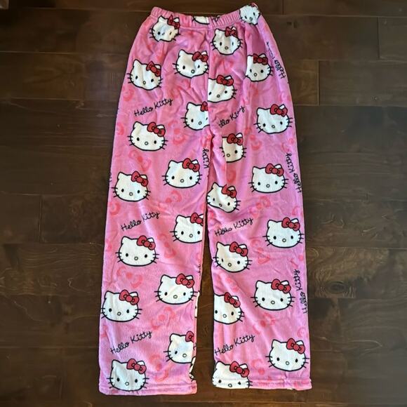 NEW Hello Kitty Pink Fleece Pajama Pants sz XS / Small Sanrio Kawaii Character - Picture 4 of 4